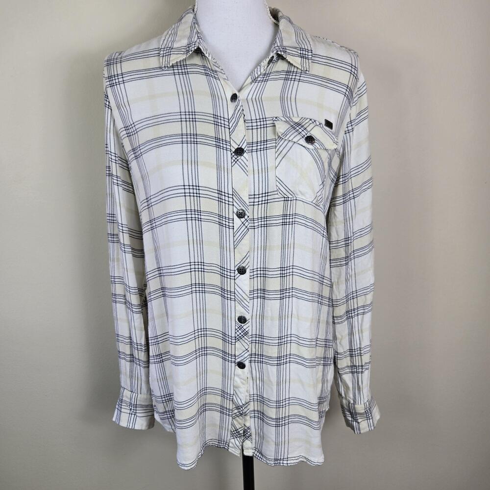 Harley Davidson Shirt Womens Medium Plaid Button Up Western Motorcycle Biker